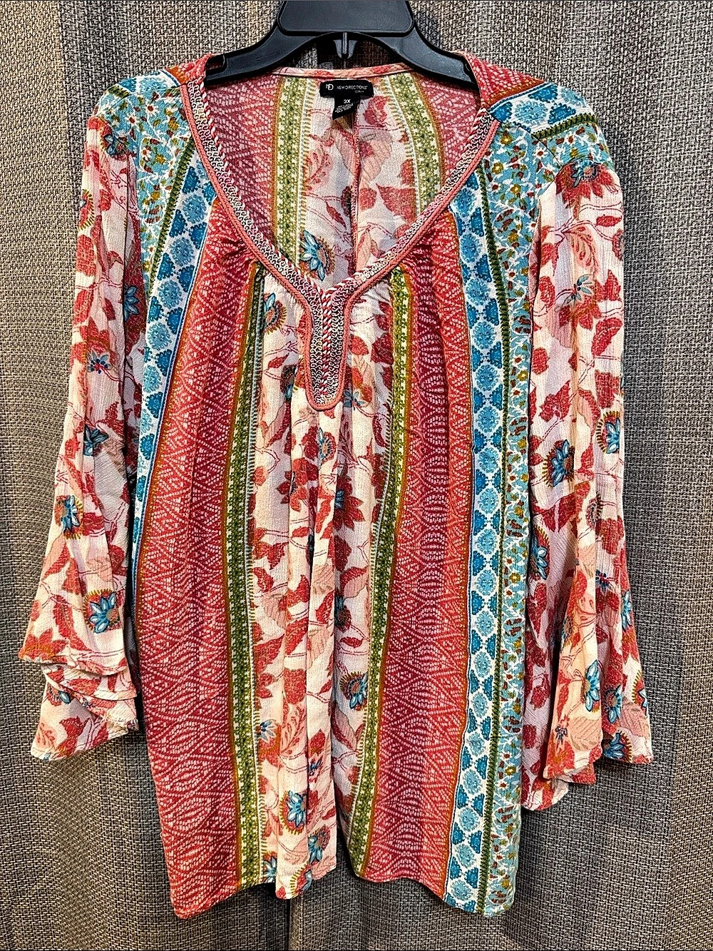 New Directions Floral Tunic Pink & Blue Size 3X Like New